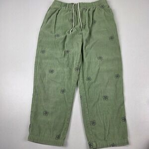 Urban Outfitters Pants Mens Medium Green Corduroy Floral Embroidered Sweatpants